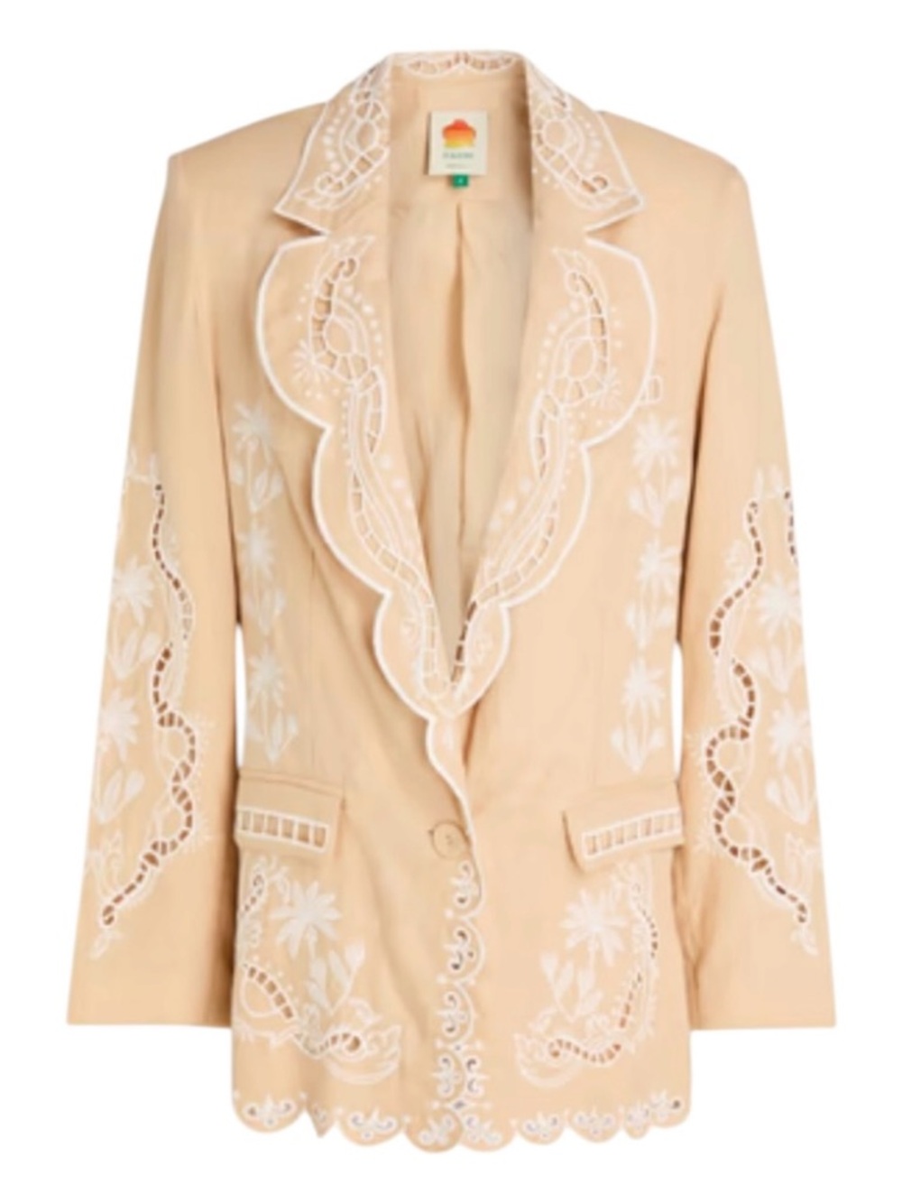 NWT FARM Rio OVERSIZE Embroidered Linen Blazer SIze XS - Picture 6 of 10